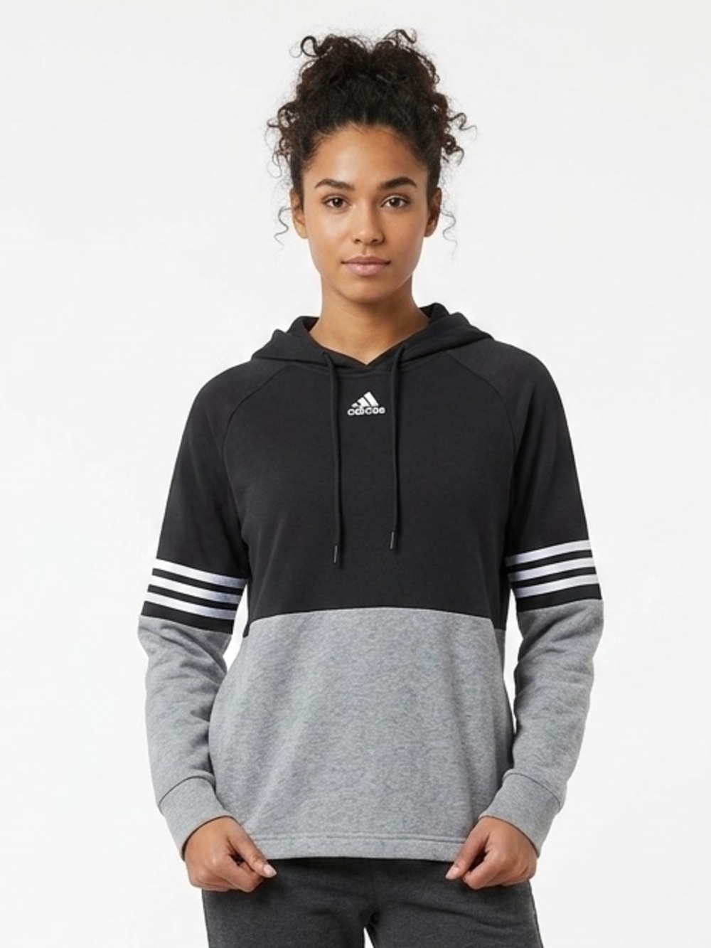 ADIDAS Colorblock Relaxed Fit Hoodie Charcoal Gray S Small EUC $60